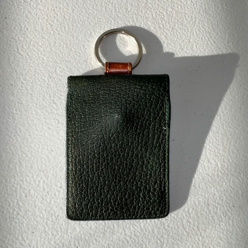 Vintage Dooney & Bourke Leather Key Ring Card Holder Green Brown - Picture 9 of 10